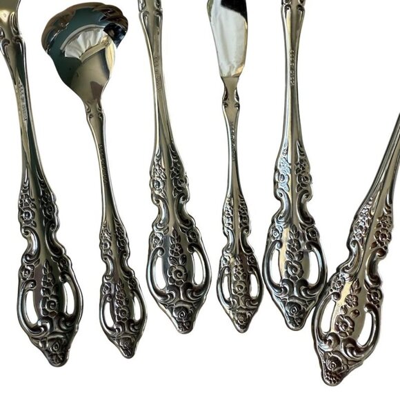 6 Pc Serving Set SSS Oneida Pembrooke Renoir Stainless Flatware Vintage - Picture 6 of 10
